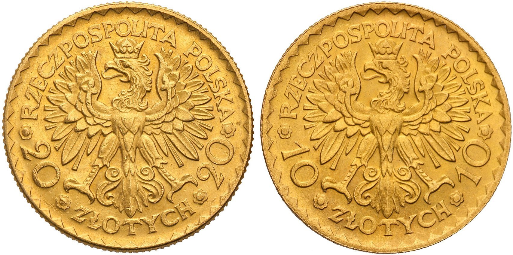 II RP. 10 + 20 złotych 1925 Chrobry (parka) zestaw 2 sztuk